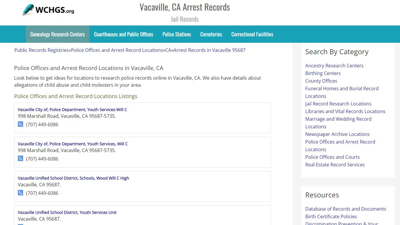 Vacaville, CA Arrest Records - Jail Records - wchgs.org